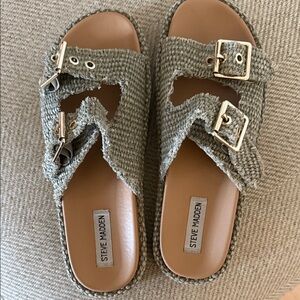 Steve Madden Textured Sandals with Gold Accents
